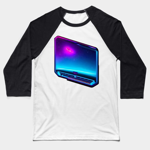 Cyberpunk spaceship window sticker Baseball T-Shirt by SJG-digital